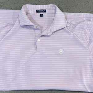 Peter Millar pink polo with white stripes size Large
